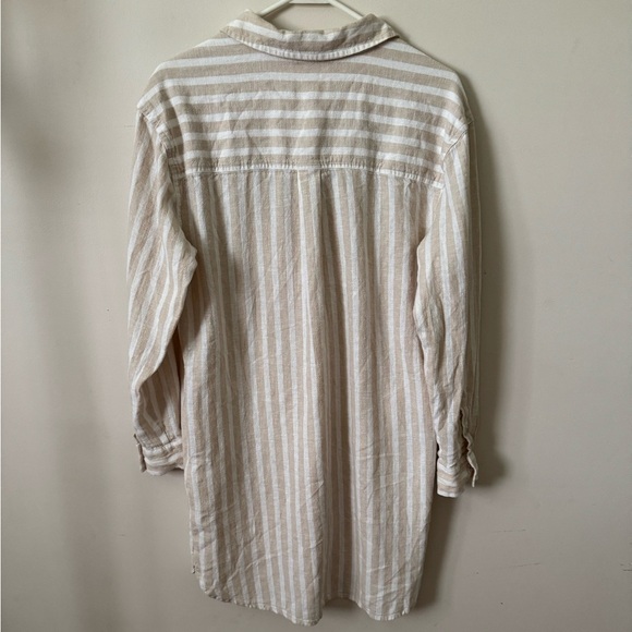 Universal Thread Beige and White Striped Long Sleeve Linen Dress NWT Size Small - Picture 3 of 4